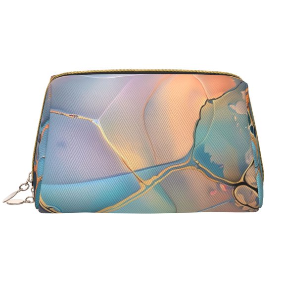 Xecao Pastel Abstract Fluid Art Print Fashion Makeup PVC Bag Large Capacity Travel Cosmetic Bag for Women Organizer Toiletry Clutch