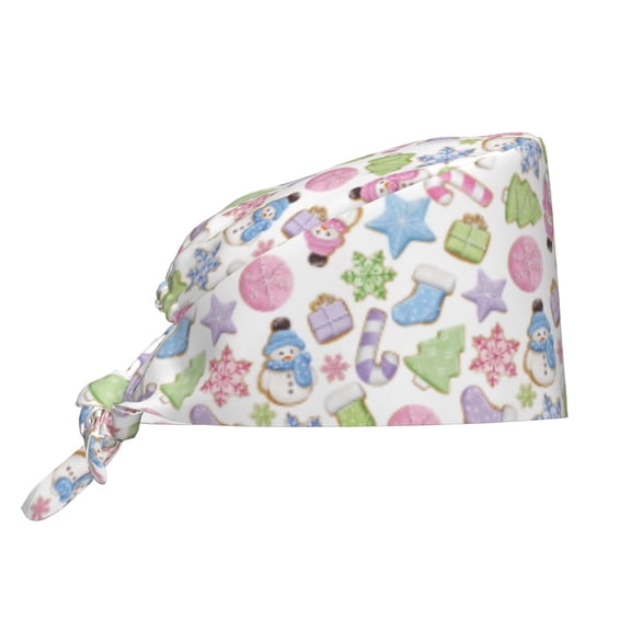 Xecao Pastel Christmas Cookies Print Men Women Adjustable Working Cap with Button Unisex Hats Sweatband