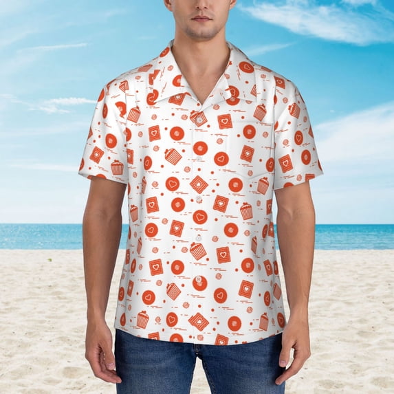 Xecao Pastry print Hawaiian shirt - a stylish short-sleeve button-down for men, perfect for casual beach and tropical outings.