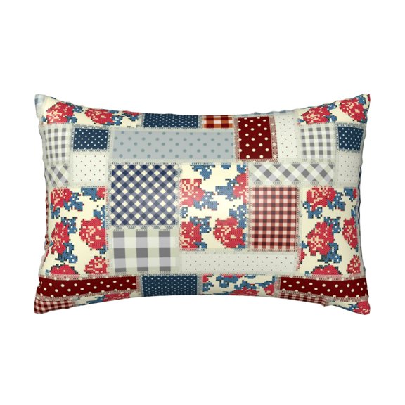 Xecao Patchwork In Country Style Pattern Satin Pillowcases for Hair and Skin, Luxurious and Silky Pillow Cases with Envelope Closure, 20x30 Inches