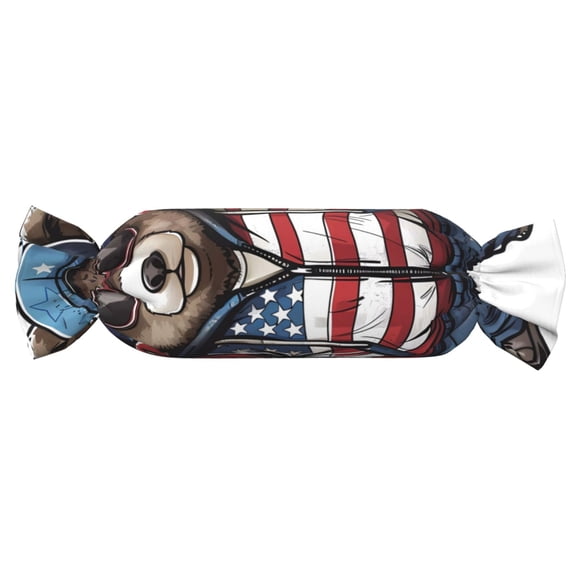 Xecao Patriotic Boxing Bear Art Print+Candy-Inspired Plush Pillow for Men Women Suitable for Beds, Sofas, Game Rooms Drawstring Closure