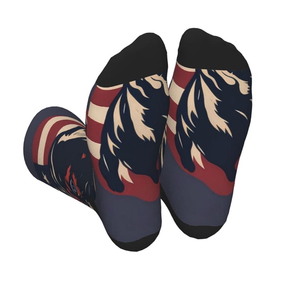 Xecao Patriotic Bulldog Art Print Crew Socks for Men and Women, Men's Soft Moisture-wicking Sock