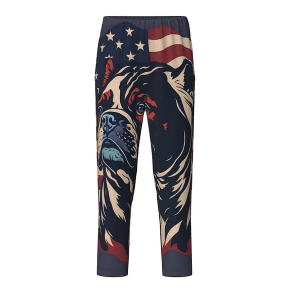 Xecao Patriotic Bulldog Art Print Teenagers' Pajama Pants Long Sleep Pants Soft Elastic Waist Pajama Bottoms Elastic waist with 2 Pockets 5-16 Years-XS(5-6)