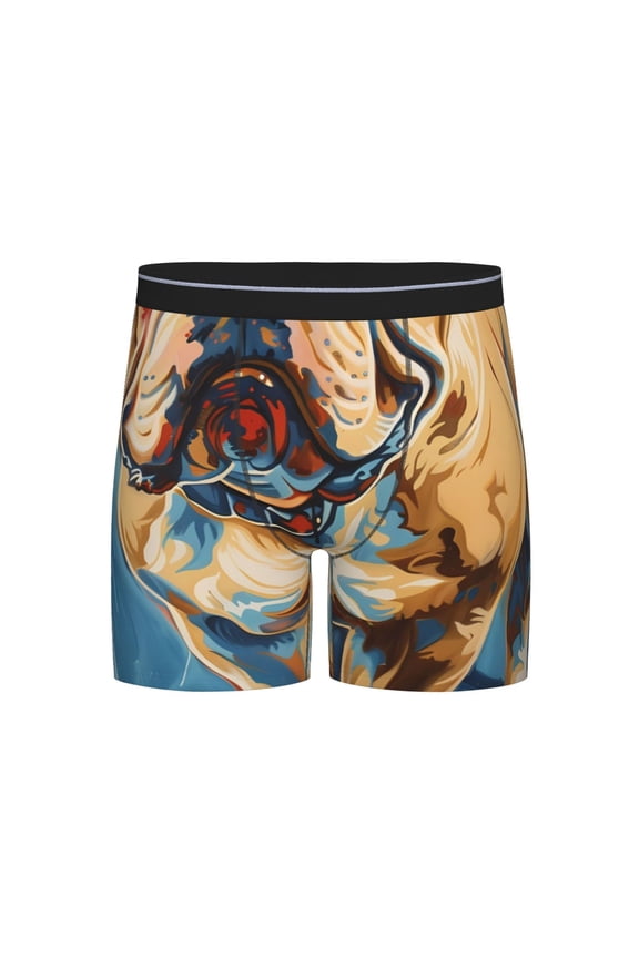 Patriotic Bulldog Welcome Print Boxer Briefs for Men's Stretch Moisture-Wicking Underwear, Mid-Rise Classics breathable fabric