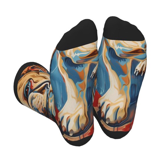 Xecao Patriotic Bulldog Welcome Print Crew Socks for Men and Women, Men's Soft Moisture-wicking Sock