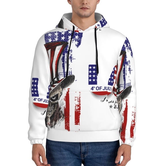 Xecao Patriotic Skull Art Pattern Men's Adult Pullover Hoodie,Hooded Sweatshirt-3X-Large