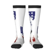 Xecao Patriotic Skull Art Print Compression Socks for Both Men And Women for Running, Travel, Flight, Nurse