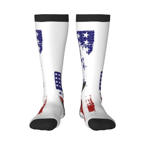 Xecao Patriotic Skull Art Print Compression Socks for Both Men And Women for Running, Travel, Flight, Nurse