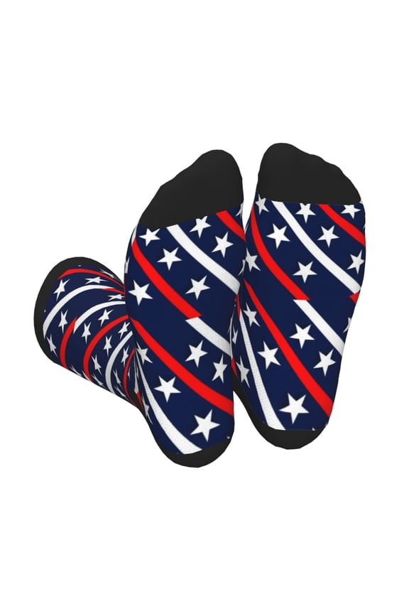 Patriotic Star Print Crew Socks for Men and Women, Men's Soft Moisture-wicking Sock