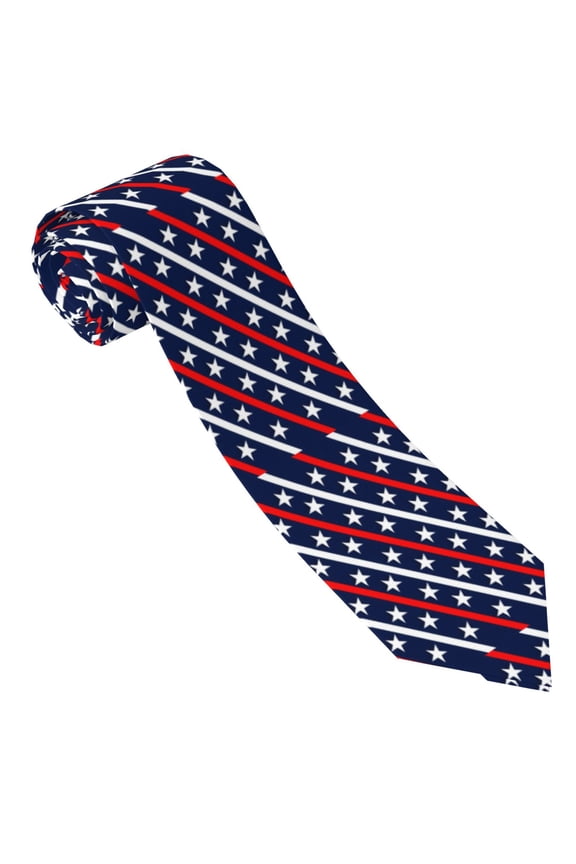 Patriotic Star Print Tie For Men Necktie Woven Jacquard Neck Ties,Classic Men's Tie
