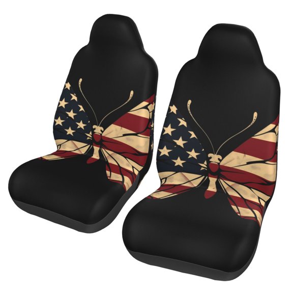 Xecao Patriotic USA Butterfly Art Print Car Seat Cover in That Fits Most Cars, Vans, SUVs, and Trucks.