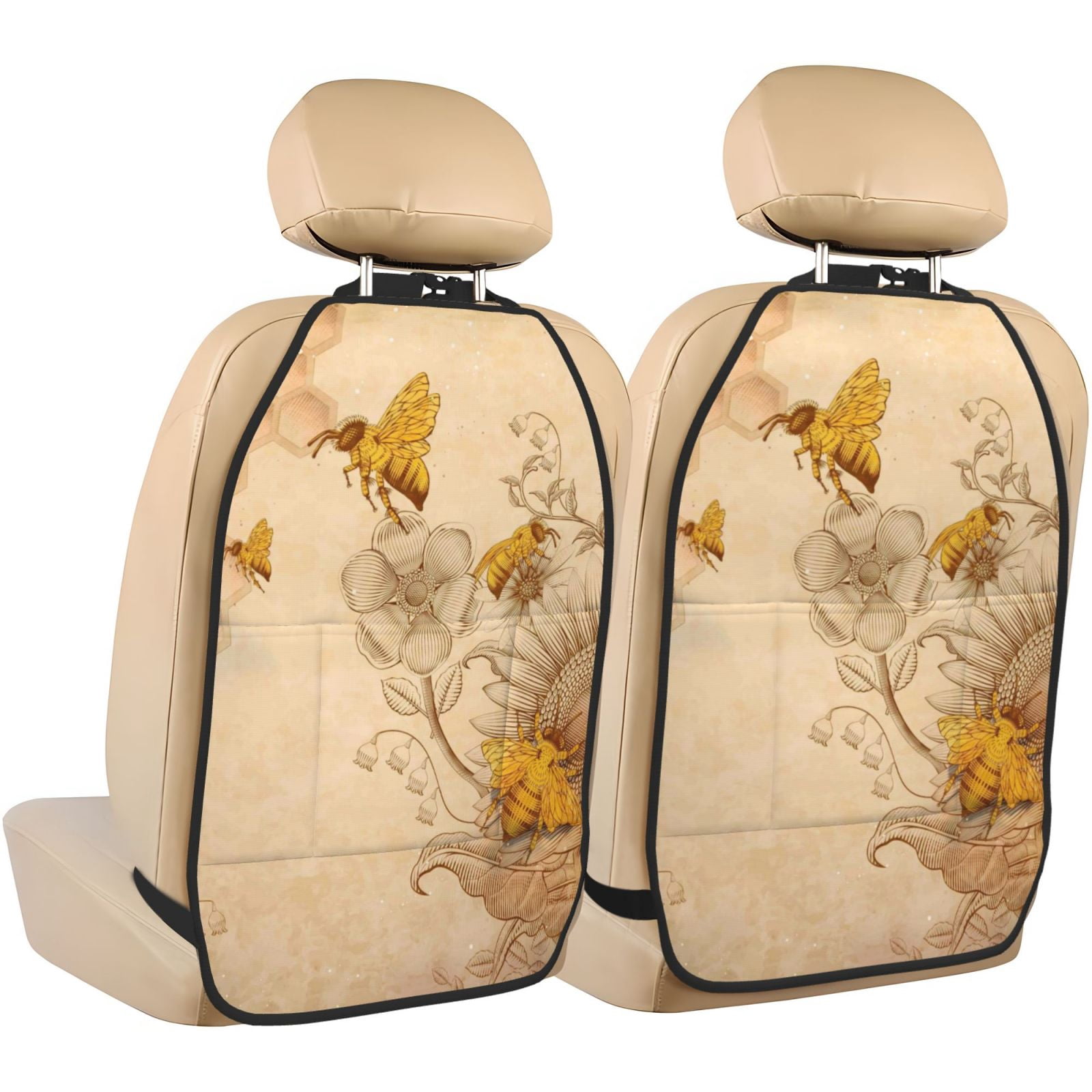 Xecao Pattern Car Seat Back Protector 2 Pack Large Capacity Pocket, Kick Mats Back Seat Protector
