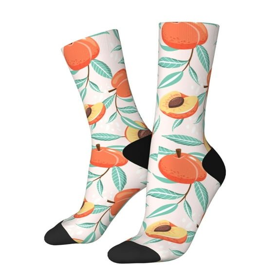 Xecao Peach Pattern Sport Socks for Women and Men Crew Socks Sporty Calf Socks Casual Socks