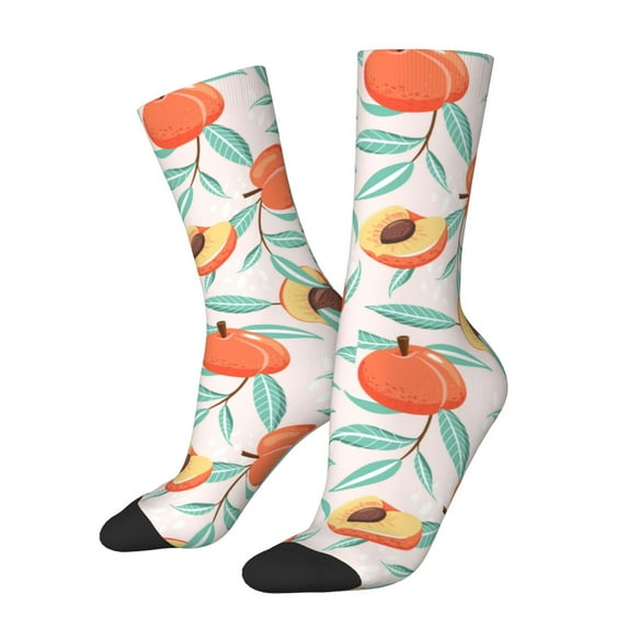Xecao Peach Pattern Sport Socks for Women and Men Crew Socks Sporty Calf Socks Casual Socks