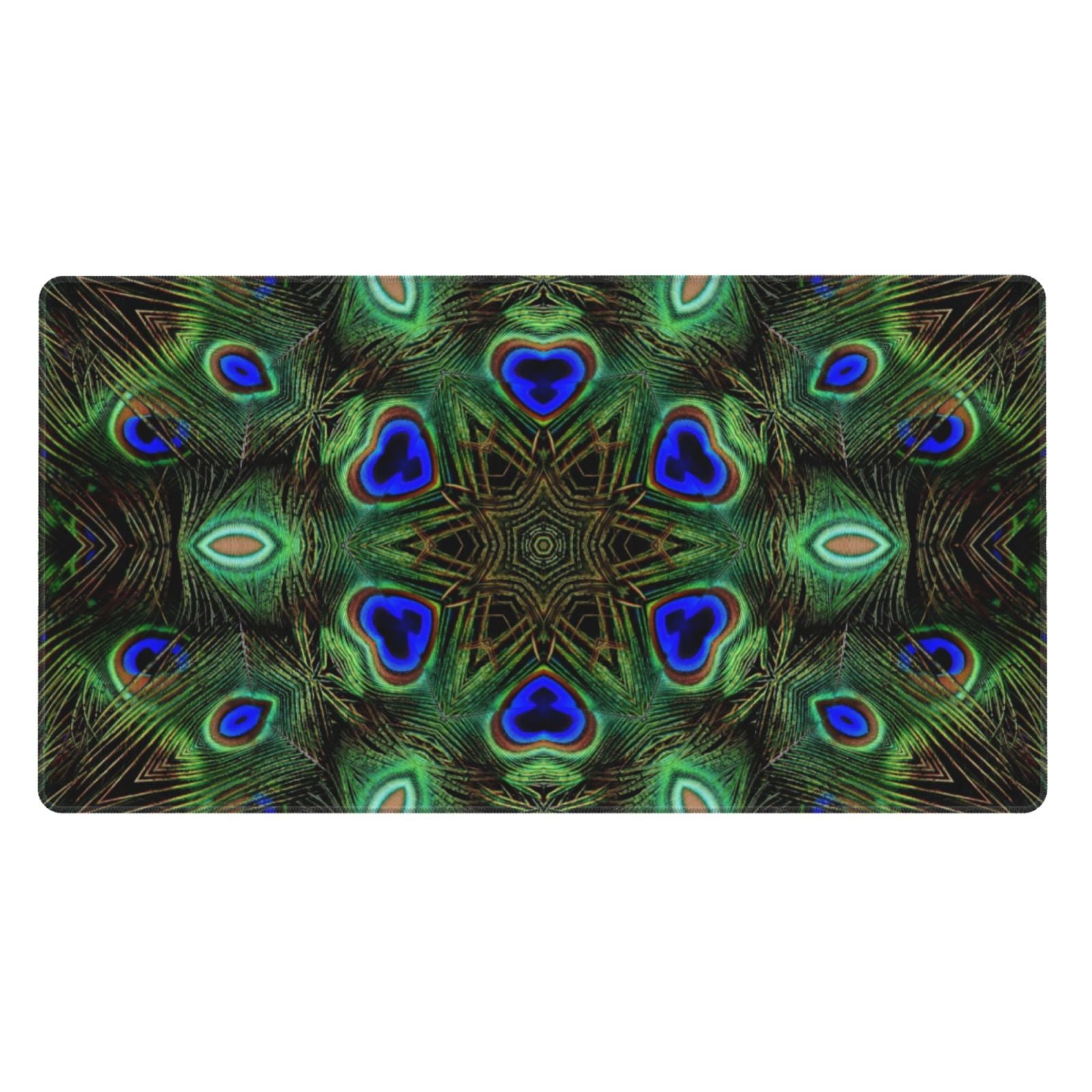 Xecao Peacock Feathers for Waterproof Mouse Pad - Extended Contour Mouse Mat, Large Gaming Mousepad Laptop Keyboard Mat with Non-Slip Rubber Base
