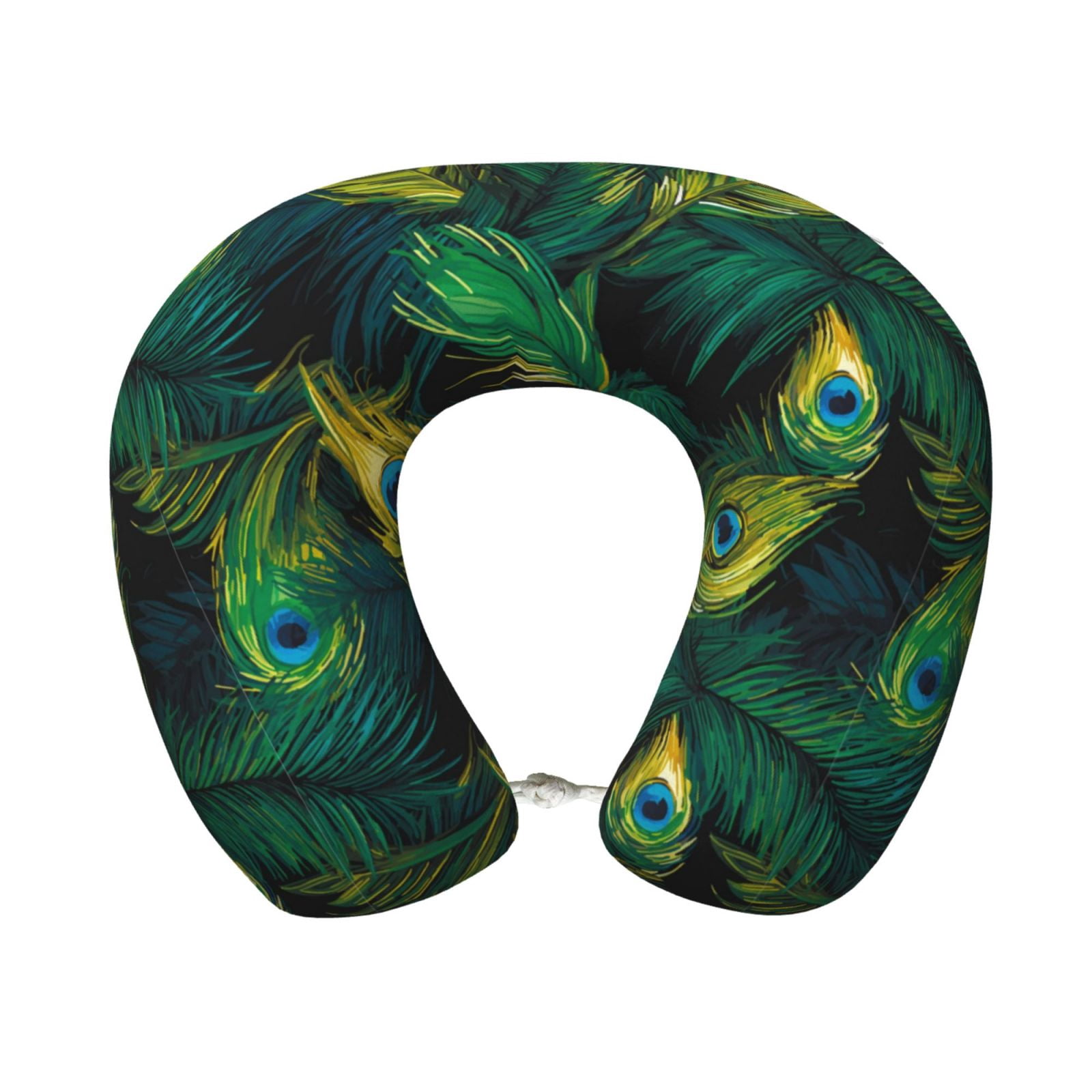 Xecao Peacock Feathers2 Print Memory Foam Cervical Neck Pillow Versatile U-Shaped Pillows for Home,Office,Camping,Travelling,Soft Washable Cover