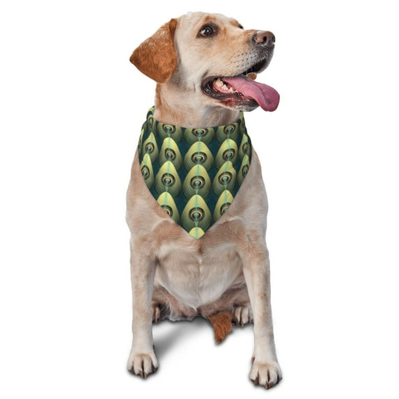 Xecao Peacock Gold Feather for Pet Bandana - A Stylish Triangle Accessory for Small to Large Dogs, Puppies, and Cats