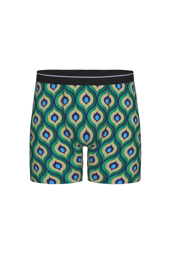 Peacock'S Tail Print Boxer Briefs for Men's Stretch Moisture-Wicking Underwear, Mid-Rise Classics breathable fabric