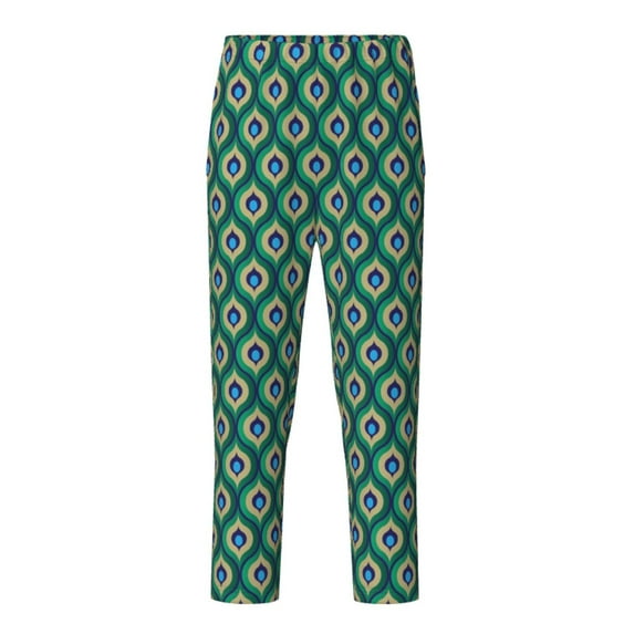 Xecao Peacock'S Tail Print Teenagers' Pajama Pants Long Sleep Pants Soft Elastic Waist Pajama Bottoms Elastic waist with 2 Pockets 5-16 Years-Medium