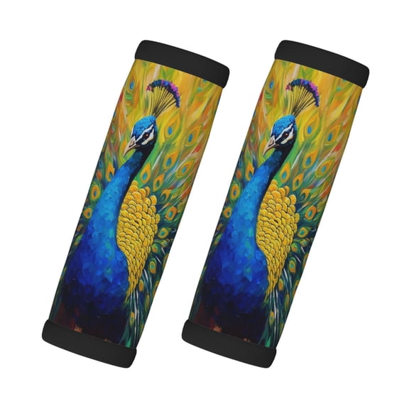 Xecao Peacocks Print 2 Pack Luggage Handles Wrap Grips Identifiers Bright Luggage Markers, Unique Travel Essentials,Bright Luggage Markers