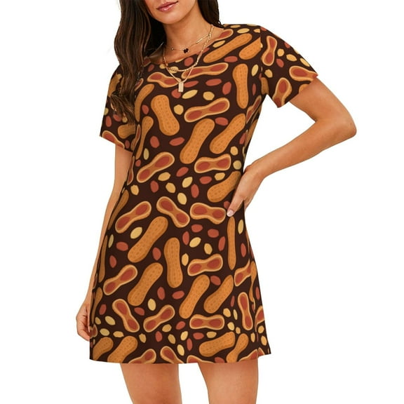 Xecao Peanuts2 for Women's Loose Nightgown Sleepwear Short Sleeves Shirt Casual Print Sleepdress