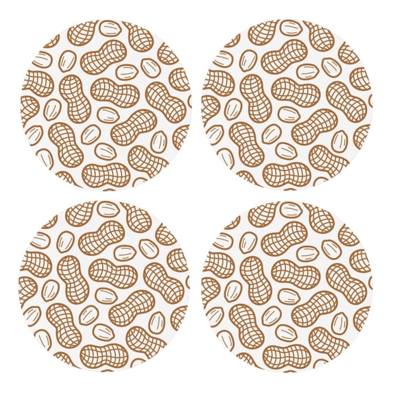 Xecao Peanuts7 for MDF Cork Coaster 4 Pcs,Drink Coasters,Suit for House Warming Gifts New Home ,Coffee Table Decor-Round Shape