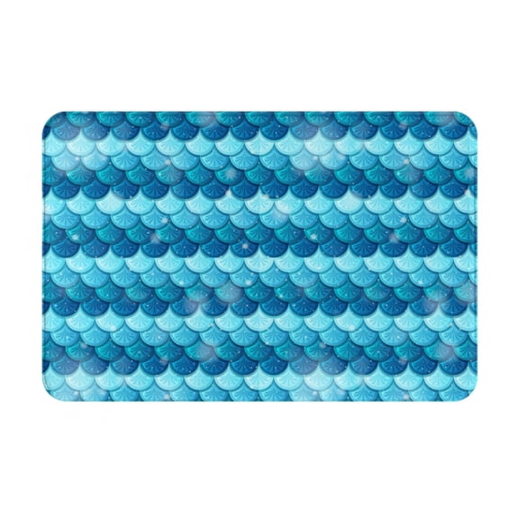 Xecao Pearlescent Scales print Flannel Mat: Non-slip, 16x24in. Ideal for kitchen, bedroom, bath & living room.