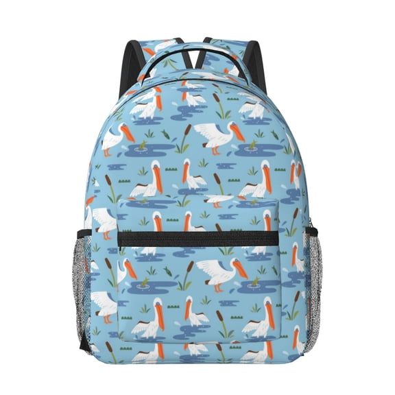 Xecao Pelican Reed And Fish Print Casual Backpack: A Computer Backpack Ideal for Men and Women, Perfect for College, School, or Daily Travels-One Size