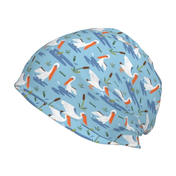 Xecao Pelican Reed And Fish Print Knit Hat,Winter Beanie for Men Women, Beanie Soft Warm Ski Stocking Cuffed Cap
