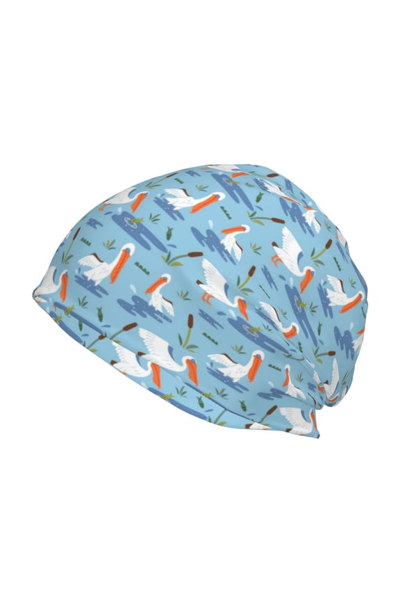 Pelican Reed And Fish Print Knit Hat,Winter Beanie for Men Women, Beanie Soft Warm Ski Stocking Cuffed Cap