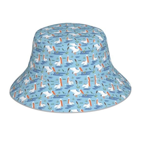 Xecao Pelican Reed And Fish Print Men and Women Night Reflective Hat Runner Cap Visor Bucket Hat Boonie Cap