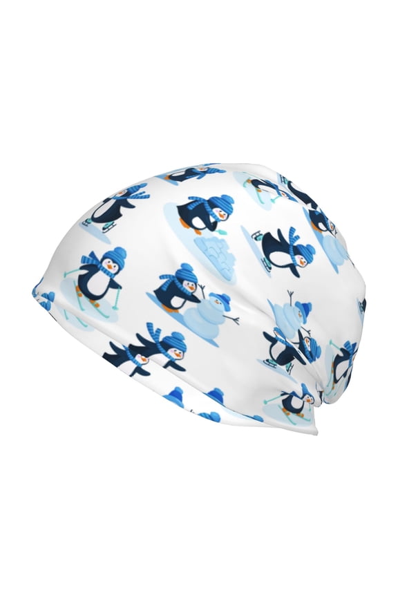 Penguin Winter Fun Print Knit Hat,Winter Beanie for Men Women, Beanie Soft Warm Ski Stocking Cuffed Cap
