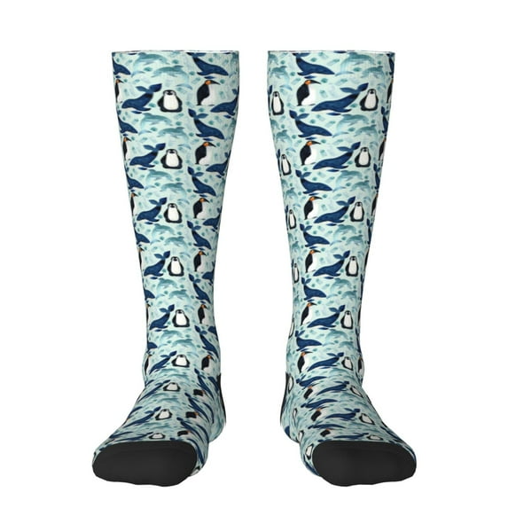 Xecao Penguins Dolphins Whales Print Compression Socks for Both Men And Women for Running, Travel, Flight, Nurse