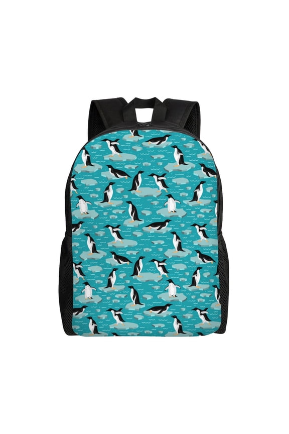 Penguins On The Ice In The Sea Print School Backpack with Laptop Compartment Small Travel Laptop Backpack for Women Men Waterproof College Backpack Simple School Bag