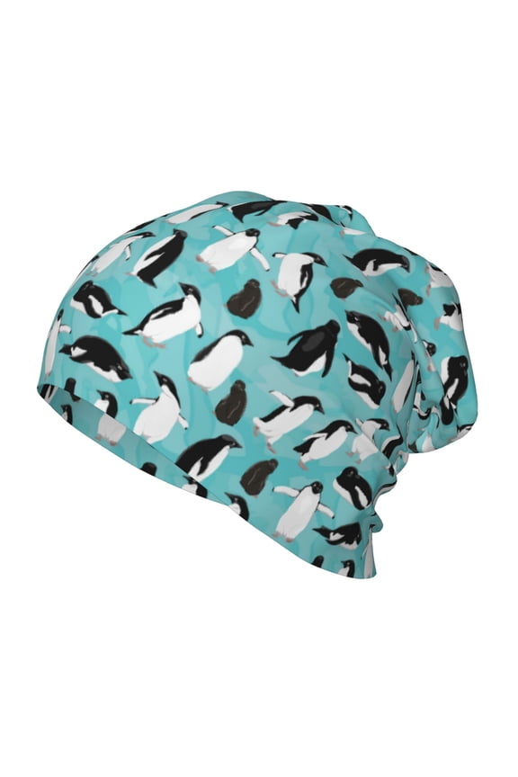 Penguins Print Beanie Hat Toddler Girls Boys, Baby Hats Winter Warm Knitted Thermal, Kids Winter Caps