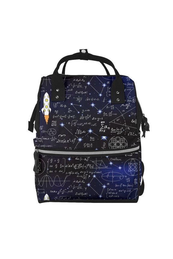 Physical Formulas print Large Capacity Nappy Bag is a multi-functional waterproof travel backpack, perfect as a nursing bag or mummy backpack for women