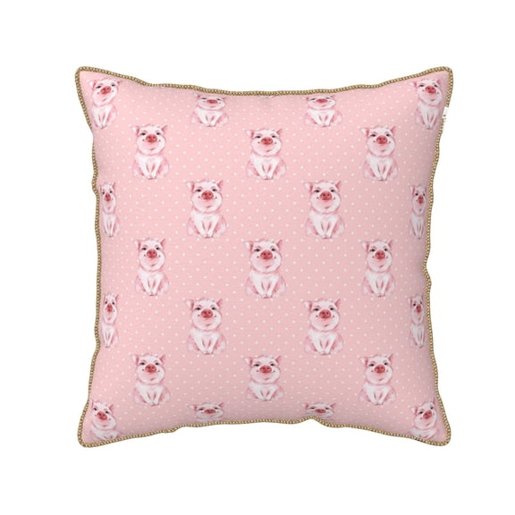 Xecao Pig Polka Dot Print Soft Velvet Decorative Throw Pillow Covers, Square Cushion Cases for Bed, Sofa, Living Room, Car, and Indoor Outdoor Use-16"x16"