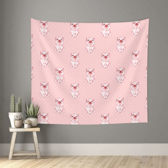 Xecao Pig Polka Dot patten Tapestry 60x51 Inches Wall Hanging Poster Tapestry for Living Room Bedroom Home Decor