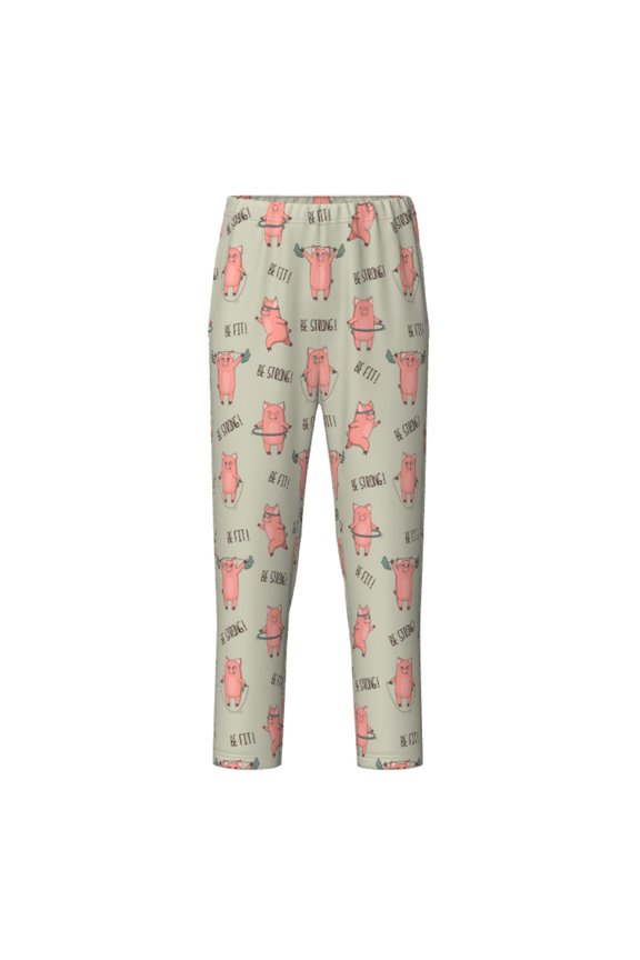 Pigs Exercising Print Teenagers' Pajama Pants Long Sleep Pants Soft Elastic Waist Pajama Bottoms Elastic waist with 2 Pockets 5-16 Years-Medium