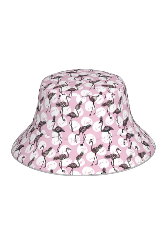 Pineapple Flamingo Print Men and Women Night Reflective Hat Runner Cap Visor Bucket Hat Boonie Cap