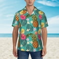 thumbnail image 1 of Xecao Pineapple print Hawaiian shirt - a stylish short-sleeve button-down for men, perfect for casual beach and tropical outings., 1 of 9