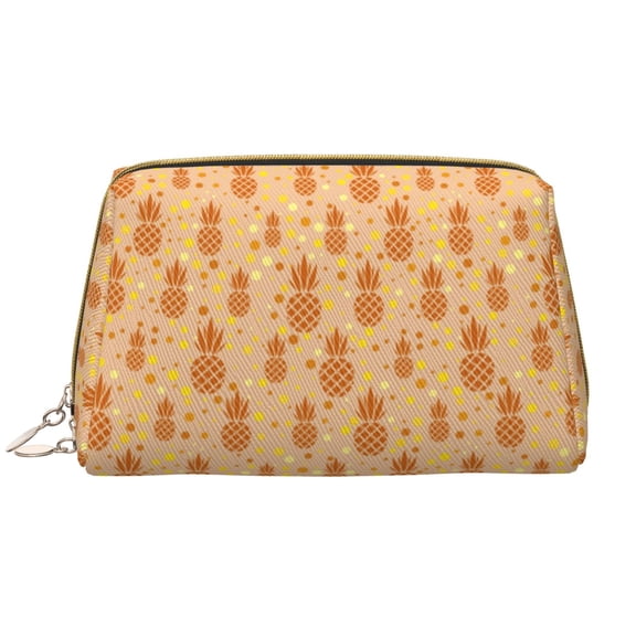 Xecao Pineapples Print Fashion Makeup PVC Bag Large Capacity Travel Cosmetic Bag for Women Organizer Toiletry Clutch