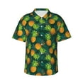 thumbnail image 1 of Xecao Pineapples with Palm Leaves print Hawaiian shirt - a stylish short-sleeve button-down for men, perfect for casual beach and tropical outings., 1 of 9