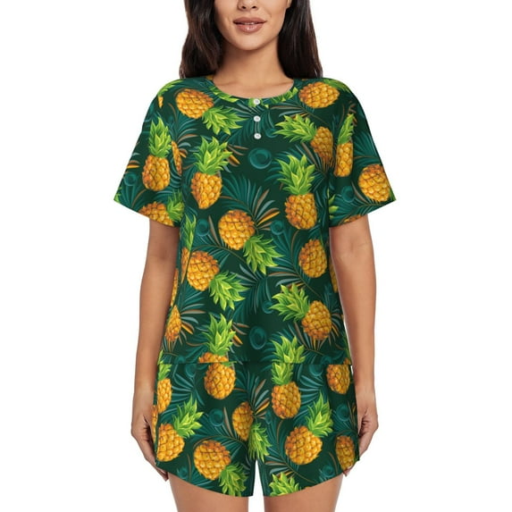 Xecao Pineapples with Palm Leaves print Swimsuit for women, Summer-ready, sporty style.Quick-dry fabric. Many sizes & colors.