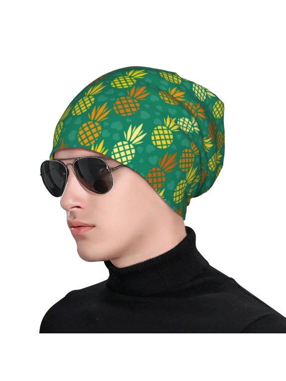 Pineapples1 Print Beanie Knitted Hat for Men Women, Winter Fashion Knit Cuffed Caps Unisex
