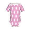thumbnail image 1 of Xecao Pink And White Polka Dot Pattern Baby Climbing Bodysuit Short Sleeve Onesie Unisex 0-12 Months Baby Shirt Newborn Outfits Crotch snap design-, 1 of 6