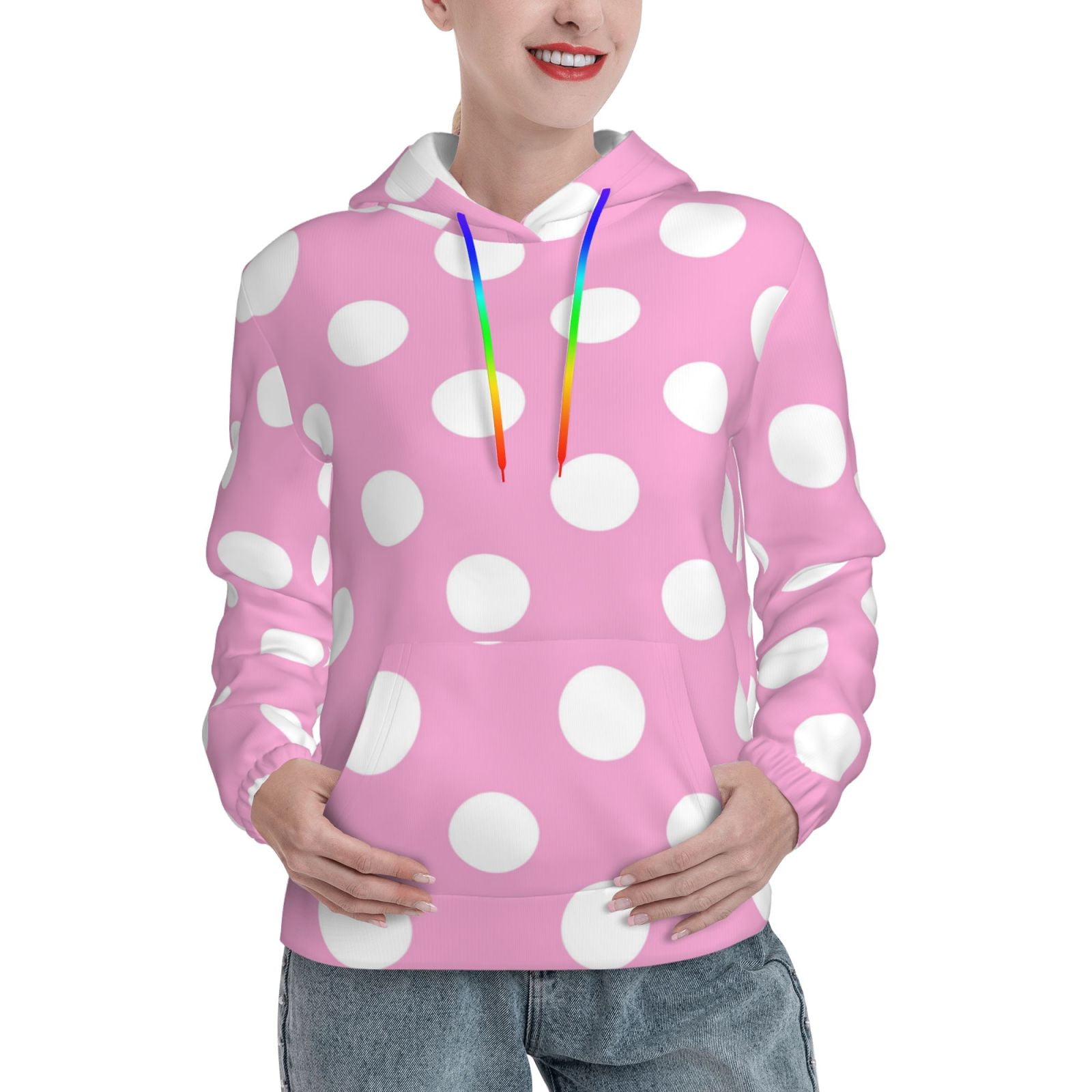 Polka dot hoodie women's 2025
