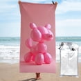 thumbnail image 1 of Xecao Pink Balloon Puppy Art Print Quick Dry Towel - Lightweight Microfiber Travel Towels w/Bag - Fast Drying Towel Set for Camping, Beach, Gym-31.5"x63", 1 of 8