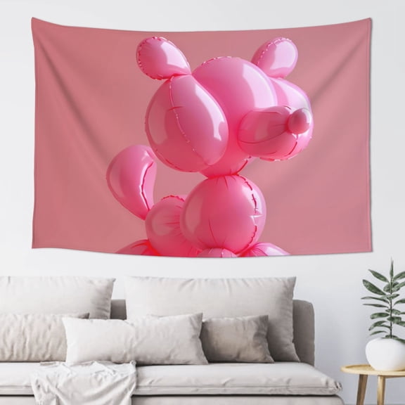 Xecao Pink Balloon Puppy Art Print Tapestry, Wall Hanging Room Funny Decor, Backdrop Room Decor for Bedroom Living Room dormitory