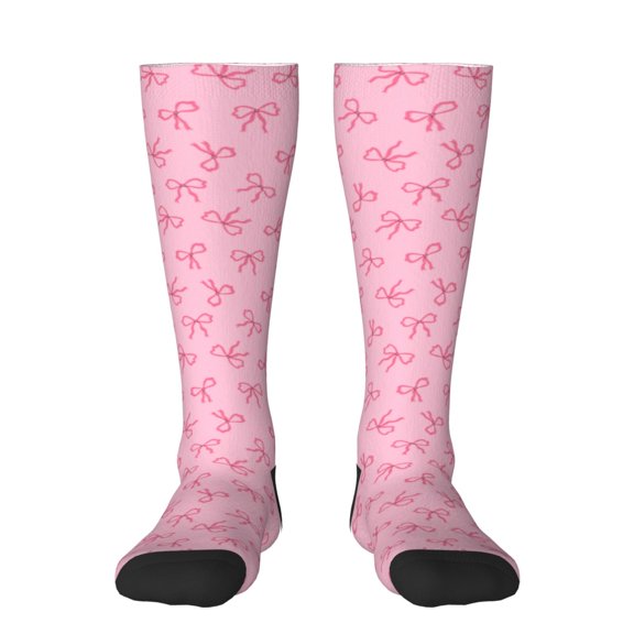 Xecao Pink Bows Print Compression Socks for Both Men And Women for Running, Travel, Flight, Nurse